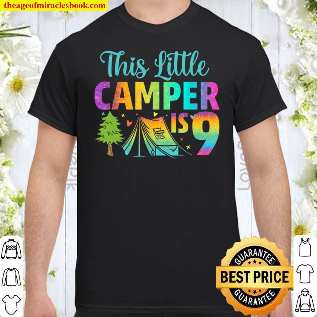 Camper Kids Birthday 9 Years Old Camping 9th B day Funny Shirt