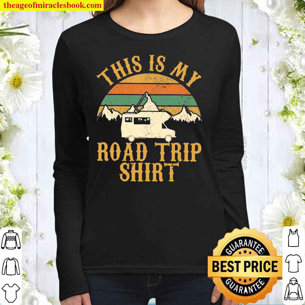 Camping Rv This Is My Road Trip Shirt Retro Vintage Women Long Sleeved