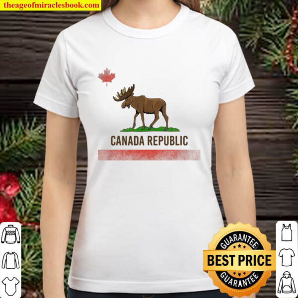 Canada Republic – Canada Moose And California Flag Combo Classic Women T Shirt