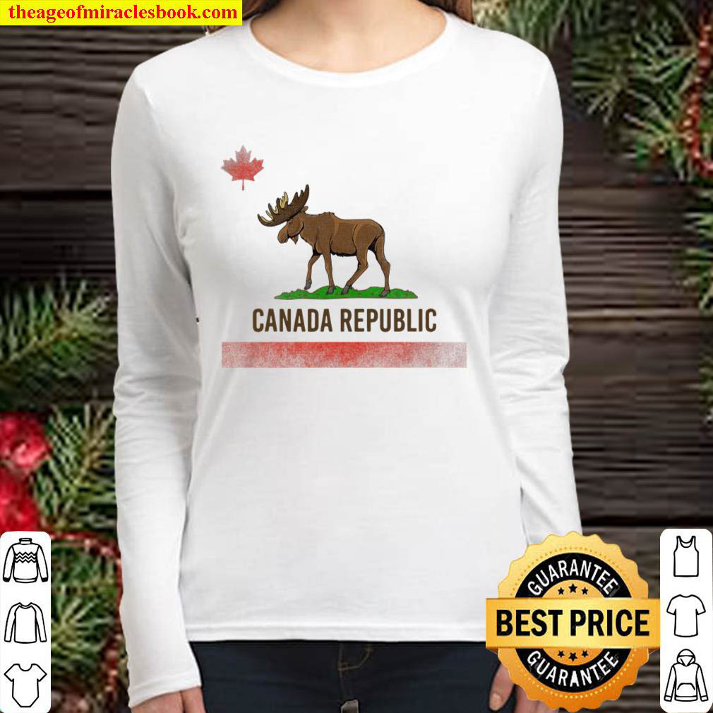 Canada Republic – Canada Moose And California Flag Combo Women Long Sleeved