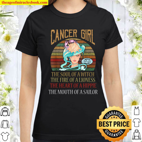 Cancer Girl Zodiac Sign Born June July Birthday Women Cute Classic Women T Shirt