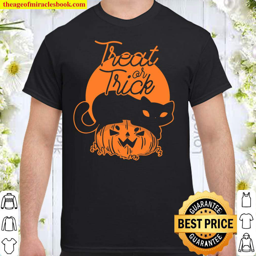 Cat Pumpkin Treat or Trick Halloween Shirt