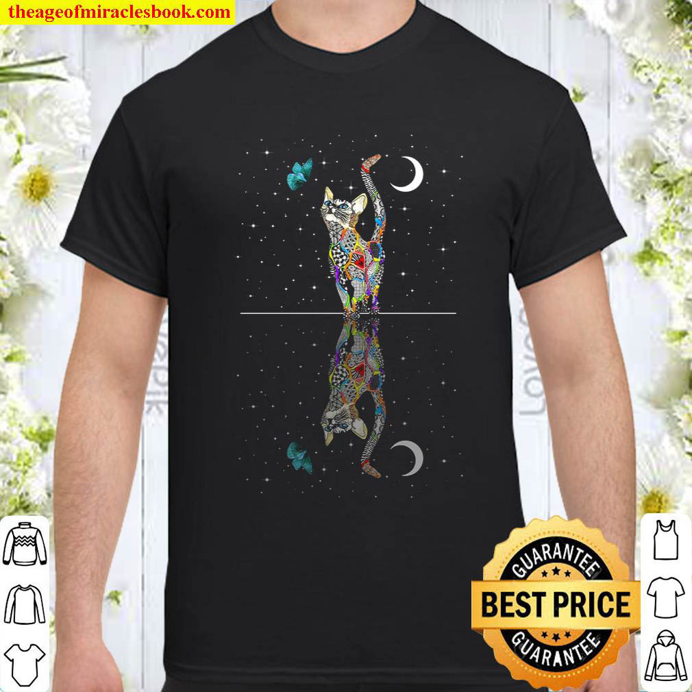 Official Cat butterfly and moon cat lovers cat moms shirt