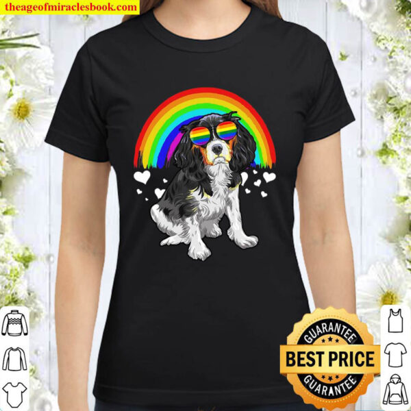 Cavalier King Charles Spaniel Rainbow Gay Pride Lgbt Classic Women T Shirt