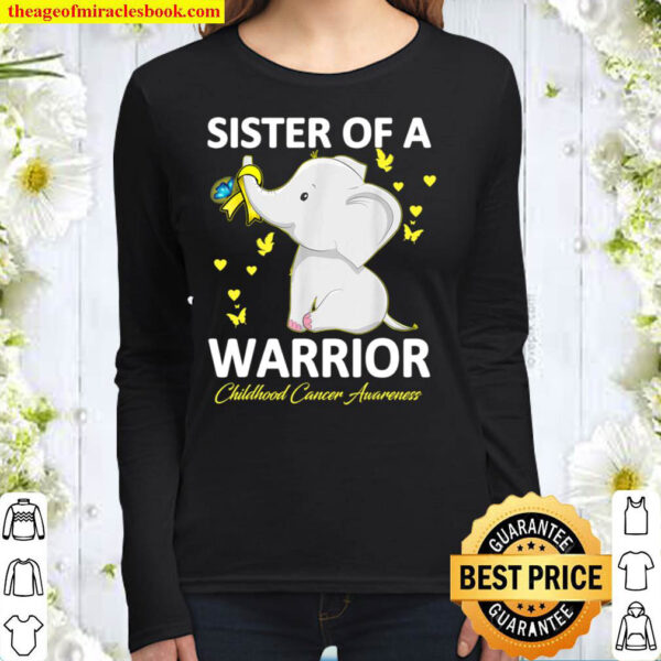 Childhood Cancer Awareness Sister of A Warrior Elephant Women Long Sleeved
