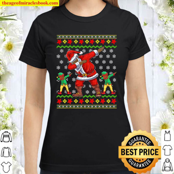 Christmas African American Dabbing Santa Claus Elf Gift Classic Women T Shirt