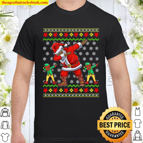 Christmas African American Dabbing Santa Claus Elf Gift Shirt