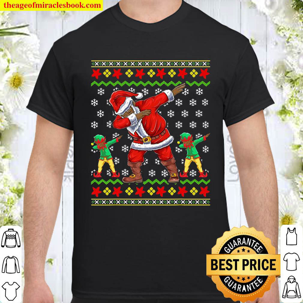 Official Christmas African American Dabbing Santa Claus Elf Gift shirt
