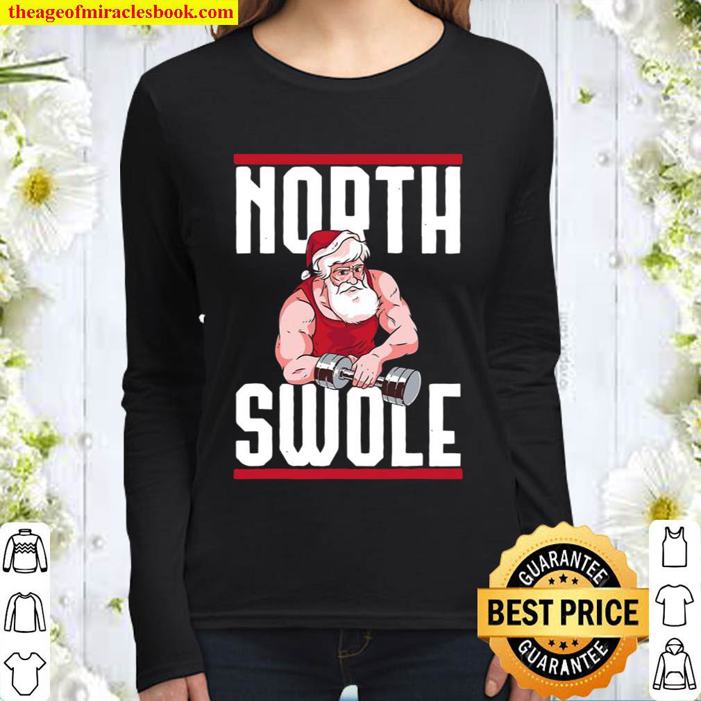 Christmas North Swole Muscle Santa Holiday Workout Costume Women Long Sleeved