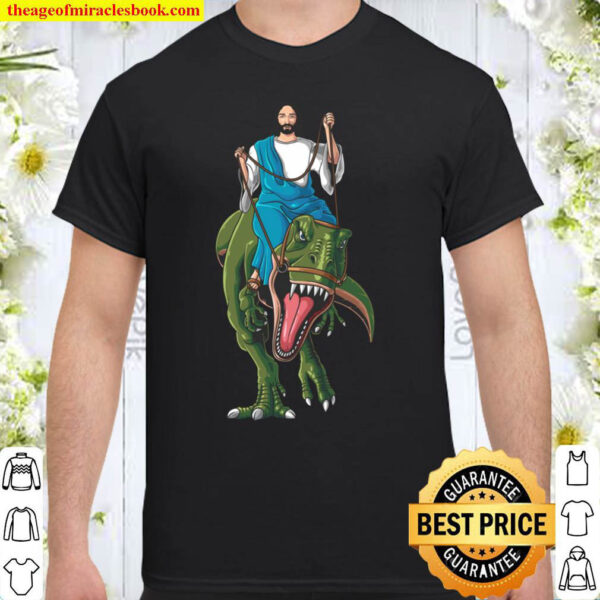 Cool Jesus Riding Dinosaur Funny Christian Dino Lover Gift Shirt