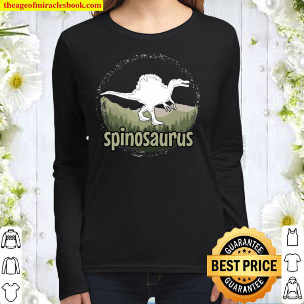 Crazy Spinosaurus In Simple World Gift For Jurassic Lovers Women Long Sleeved