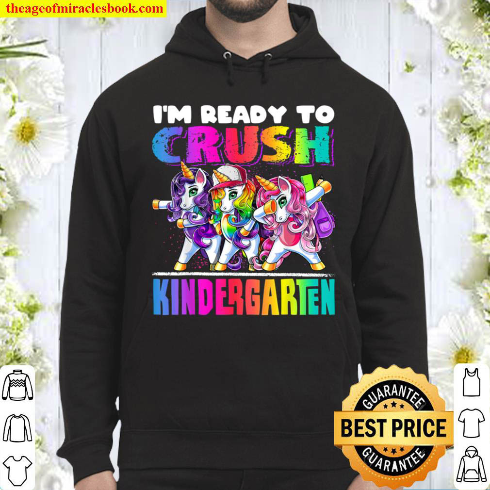 Crush Kindergarten Dabbing Unicorn Back to School Girls Hoodie
