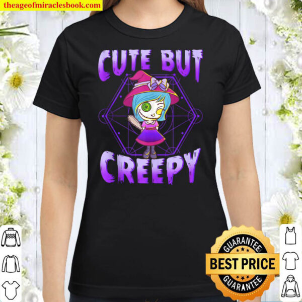 Cute But Creepy Doll in Dress and Hat Unique Halloween Classic Women T Shirt