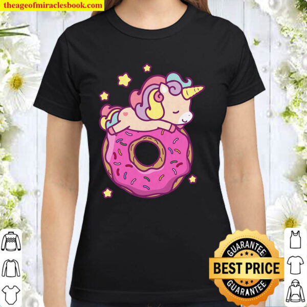 Cute Unicorn Donut Girls Kids Donut Classic Women T Shirt