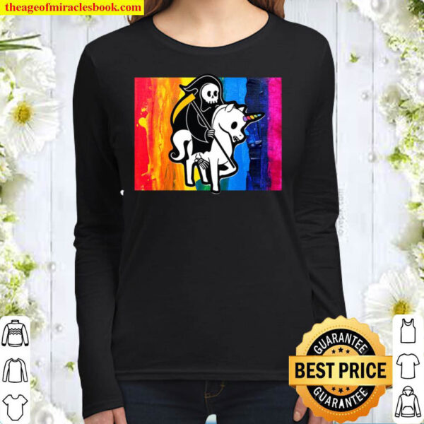 Death Riding Unicorn Women Long Sleeved