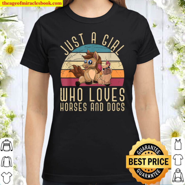 Dog Owner Horse Lover Women Girls Retro Equestrian Horse Classic Women T Shirt