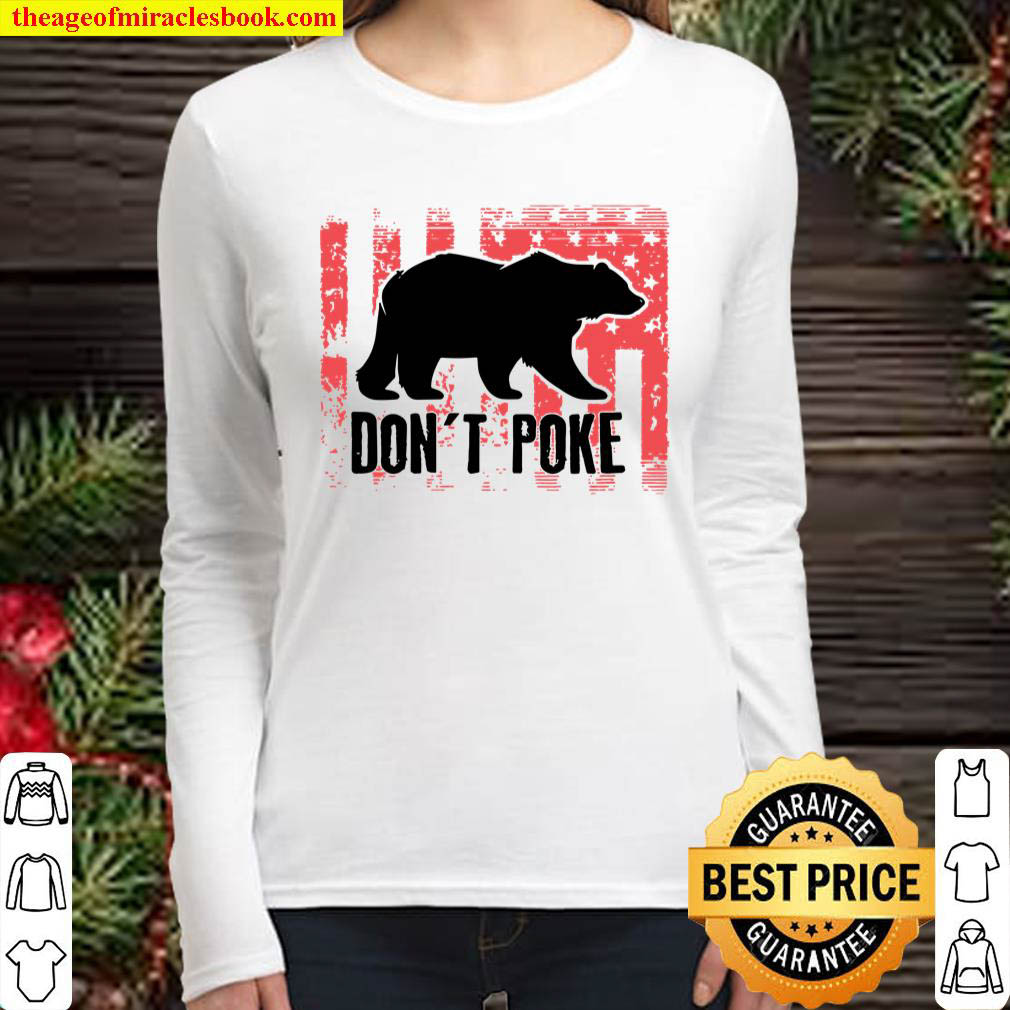 Dont Poke Funny Bear Cute Superhero Bear Usa Gift V Neck Women Long Sleeved