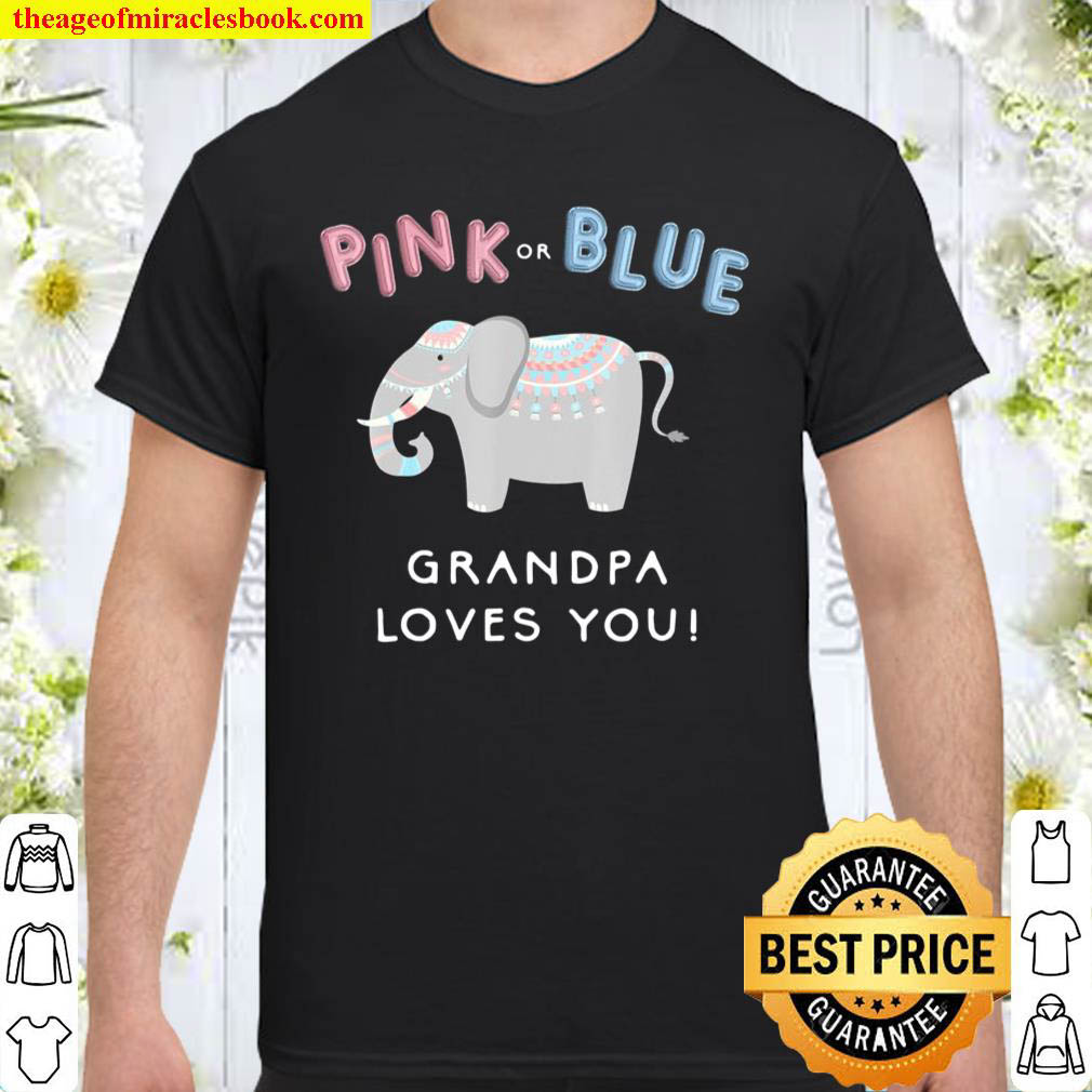 Elephant Gender Reveal Shirt Grandpa Baby Shower Shirt