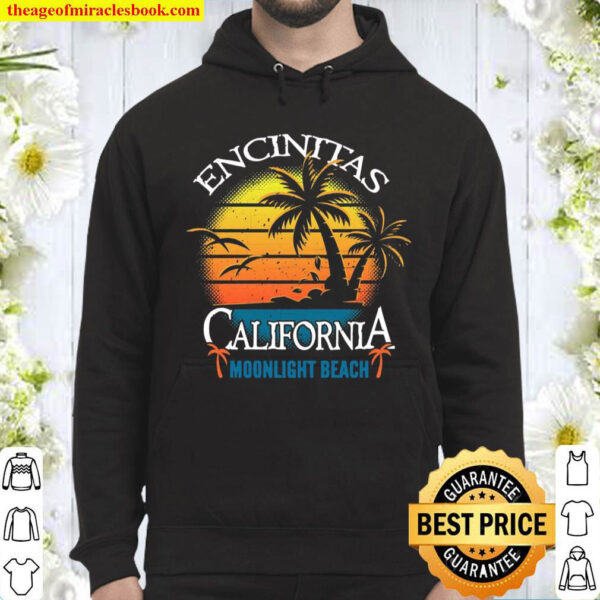 Encinitas California Moonlight Beach Vintage Sunset Hoodie