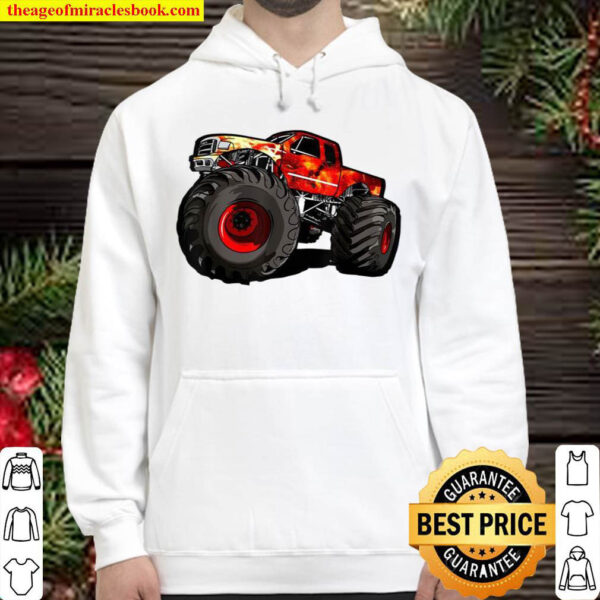 Fire Monster Truck for Big Boys Hoodie