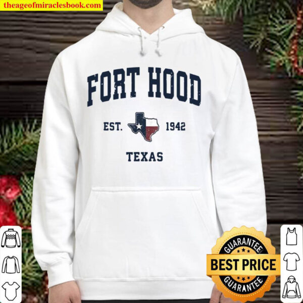 Fort Hood Texas TX Vintage Sports Design Navy Design Hoodie 1