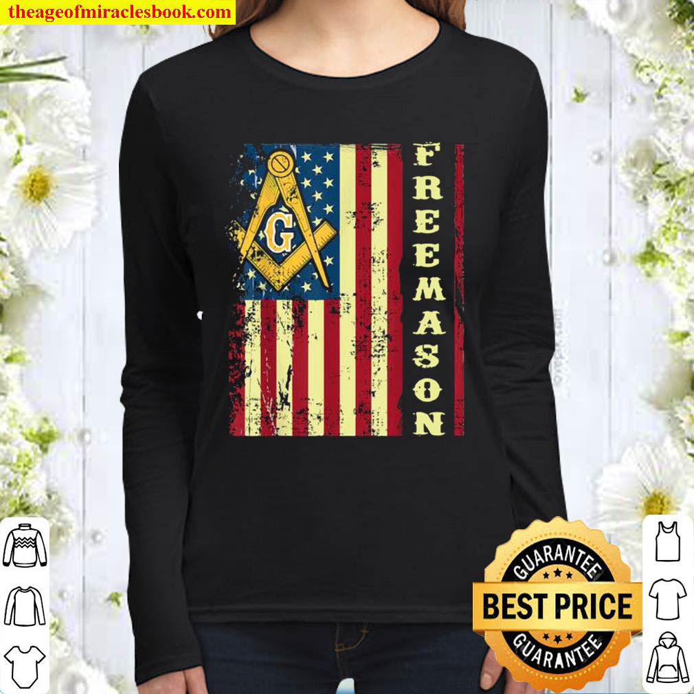 Freemason US Flag 4th of July Independence Parents Day Women Long Sleeved