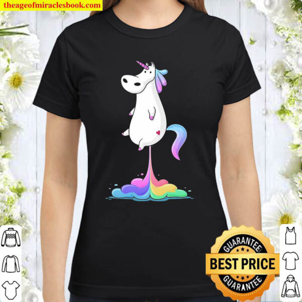 Fun Unicorn Fart Funny Rainbow Poop Pooh Kids Gift Classic Women T Shirt