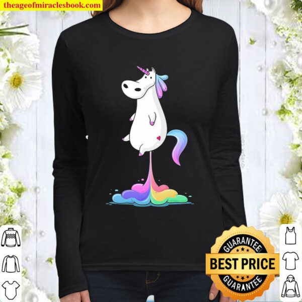 Fun Unicorn Fart Funny Rainbow Poop Pooh Kids Gift Women Long Sleeved