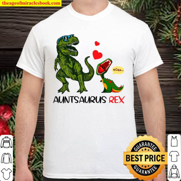 Funny Auntie Saurus Rex Shirt Auntsaur Dinosaur Auntie Shirt