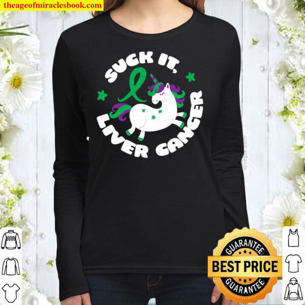 Funny Suck It Liver Cancer Unicorn Fighter Survivor Women Long Sleeved