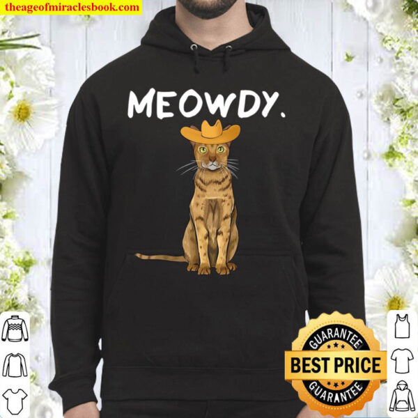 Funny Western Meowdy Ocicat Cat Pun Howdy Cowboy Hoodie