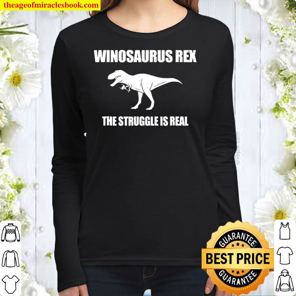 Funny Wine Winosaurus Rex And Beer Drinking Women Long Sleeved