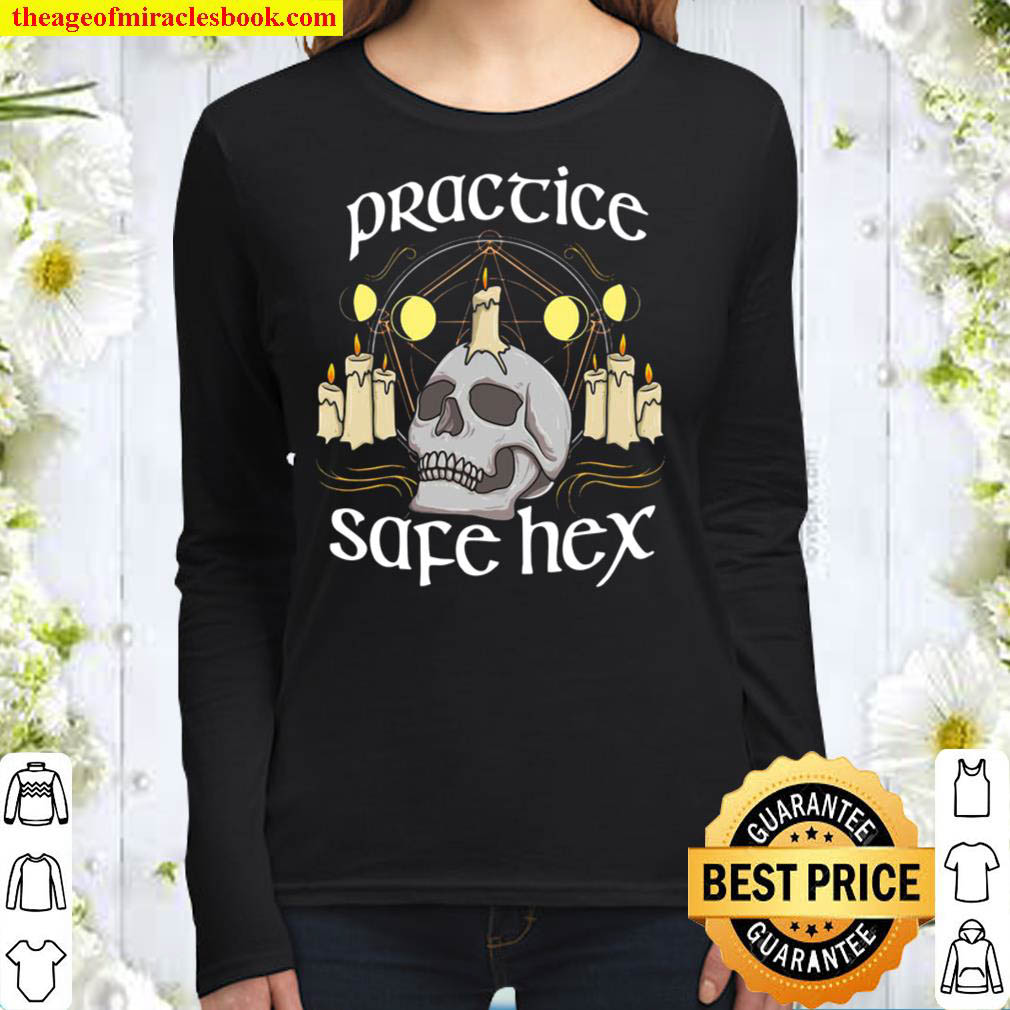 Funny Witchcraft Pun Halloween Witch Practice Safe Hex Women Long Sleeved