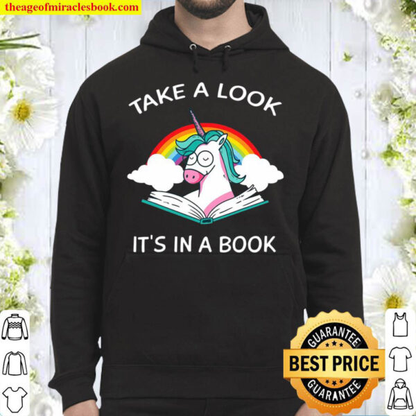 Girls Take A Look Its In The Book Rainbow Unicorn Reading Hoodie