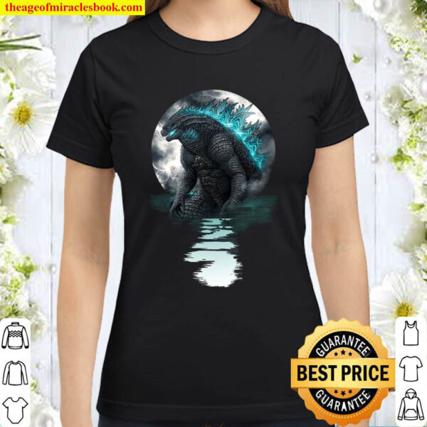 Godzilla moon miror Classic Women T Shirt