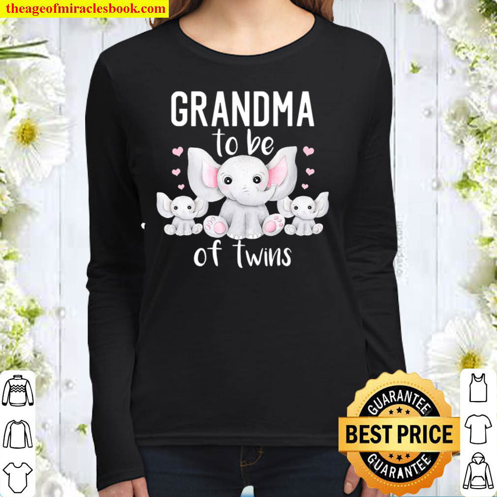 Grandma To Be Of Twins Elephant Baby Shower Twin Grandma Women Long Sleeved