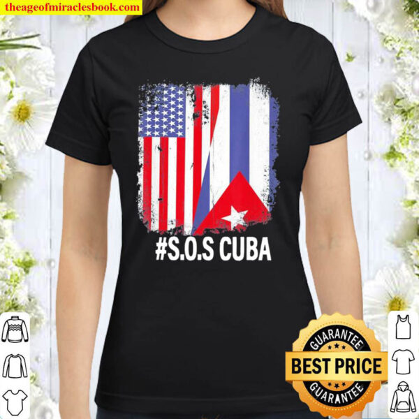 Half American Cuban Flag Sos Cuba Classic Women T Shirt