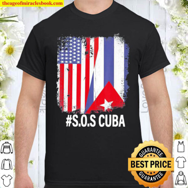 Half American Cuban Flag Sos Cuba Shirt