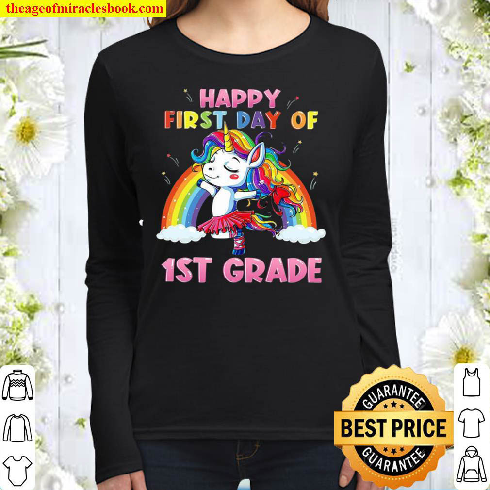 Happy First Day Of 1st Grade Rainbow First Grade Women Long Sleeved