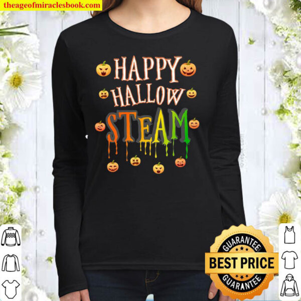 Happy Hallow Steam Engineering And Art Pumpkin Halloween Women Long Sleeved