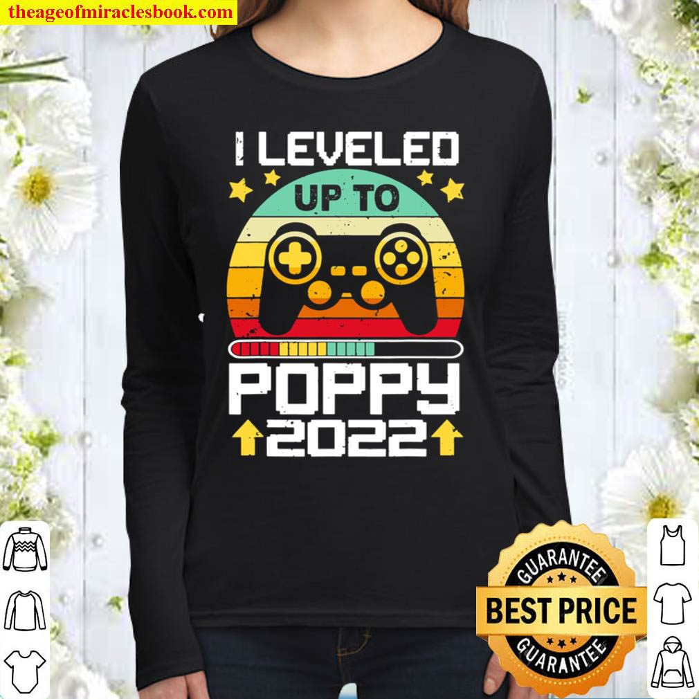 I Leveled Up To Poppy 2022 Vintage Video Gamer Women Long Sleeved