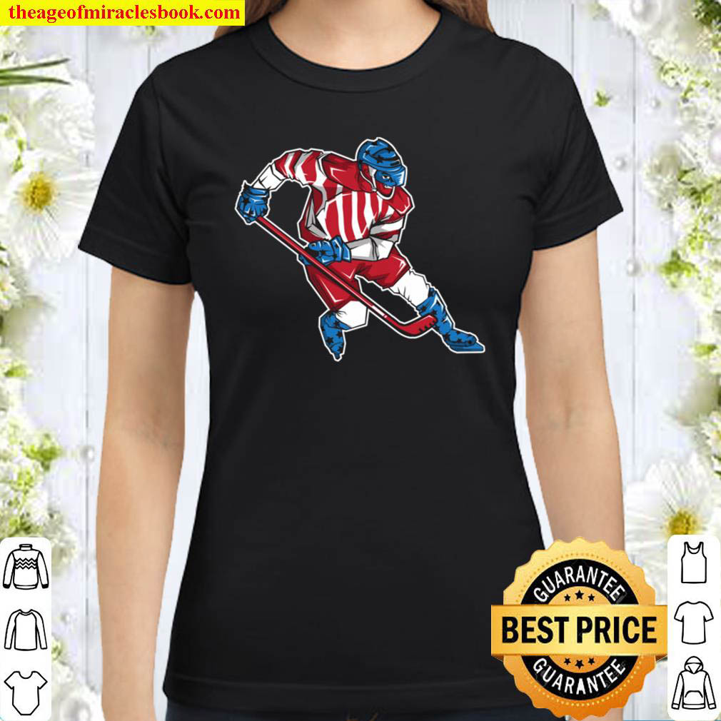 Ice Hockey Game Keeper Patriotic US For Classic Women T Shirt