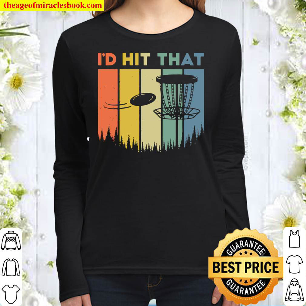 Id Hit That Retro Vintage Golf Disc Distressed Frisbee Women Long Sleeved