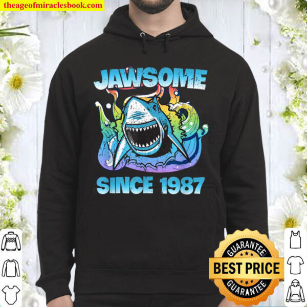Jawsome Since 1987 Happy Shark 34 Birthday Hoodie