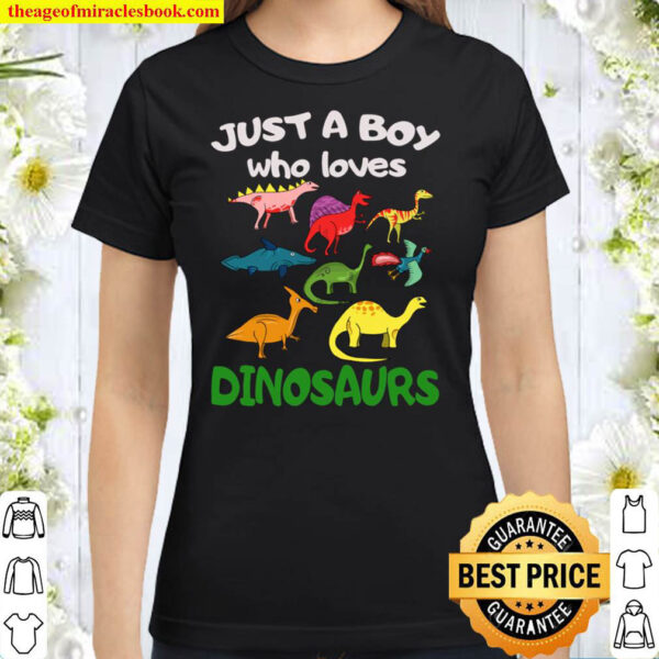 Just A Boy Who Loves Dinosaurs Shirt Kids Dinosaur Lovers Classic Women T Shirt