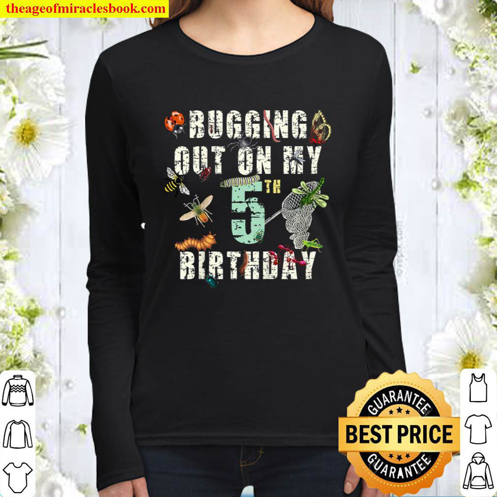 Kids Bugging Out On My 5th Birthday Insects And Bugs Women Long Sleeved