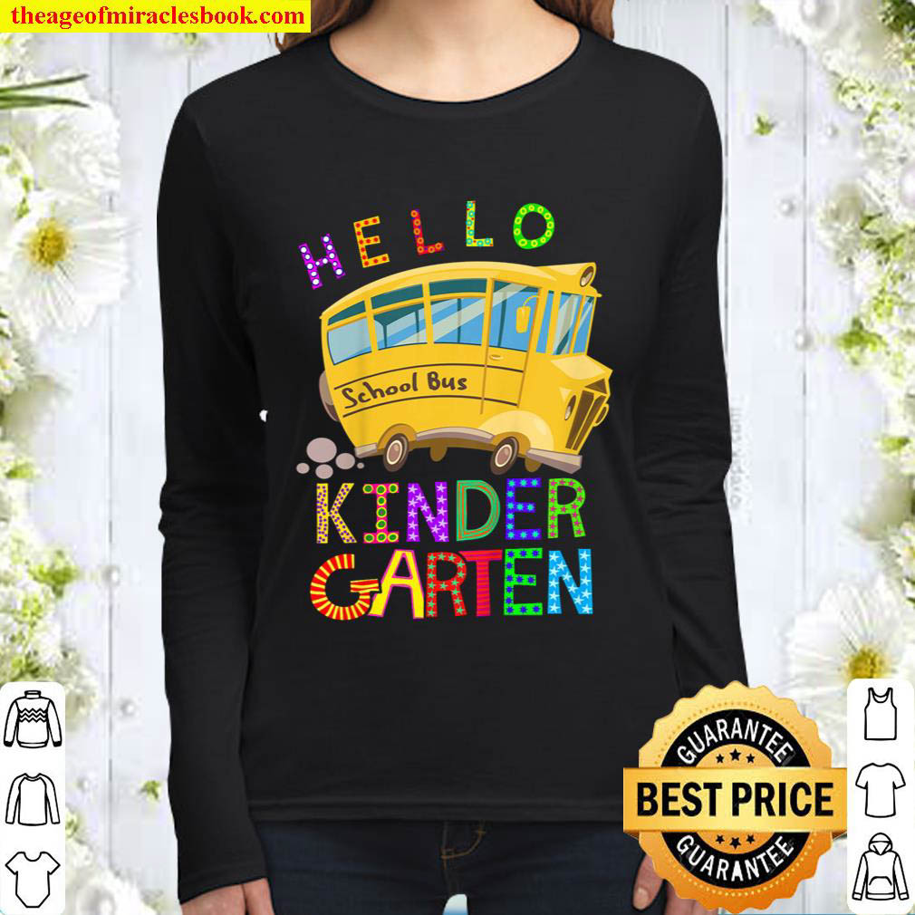 Kids First Day of Kindergarten Here I Come Back to School Bus Women Long Sleeved