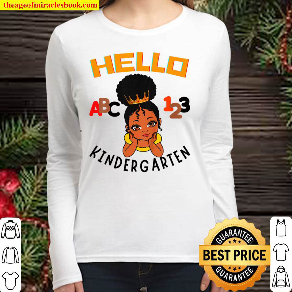 Kids Hello Kindergarten ABC Brown Princess 123 Toddler Black Girl Women Long Sleeved