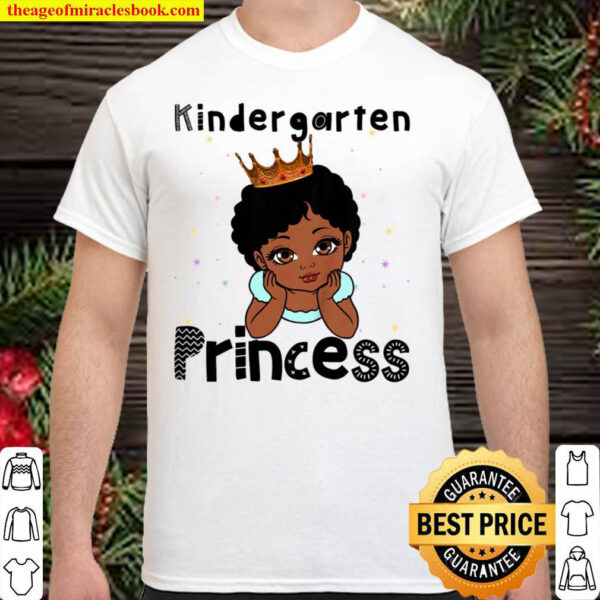 Kids Kindergarten Princess Toddler Black Girl 1st Day Of School Shirt