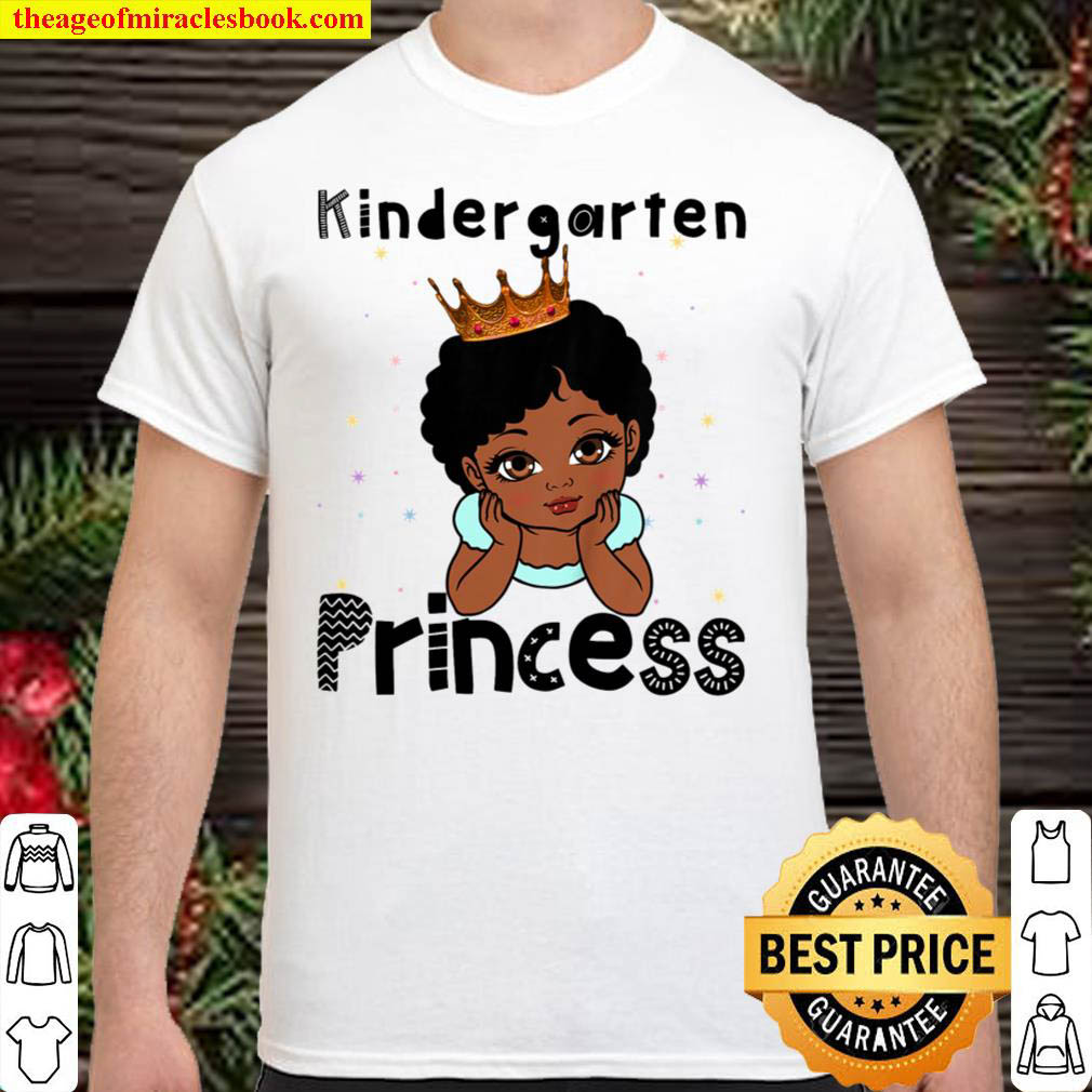 Official Kids Kindergarten Princess Toddler Black Girl 1st Day Of School T-Shirt